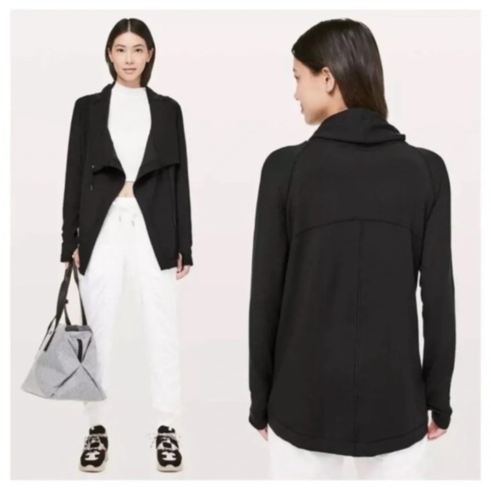 EUC Lululemon Coast Easy Wrap Zip Front Jacket Black 4